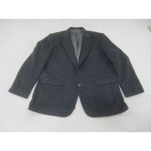 VTG Hill & Archer Jacket Mens 46 Blue‎ Gray Plaid 2-Button Blazer Sport